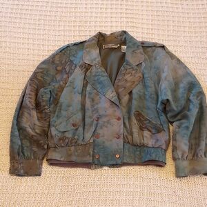 - Diane Gilman Vintage Silk Bomber Jacket, Sz Medium